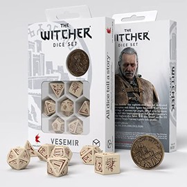 Q-Workshop 91390 Witcher Dice Set: Vesemir - The Old Wolf (7) Card Game, Multi-Colour, One Size
