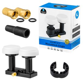 hb-digital UHD Monoblock Single LNB LNC 1 Subscriber Direct - 2 Satellites Astra 19.2 Hotbird 13 Full HD TV 3D Ultra UHD 4K Black + 2 x 8.2 mm Gold-Plated F-Connector + 1x Rubber Grommet