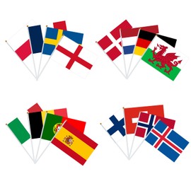 YOFANUP Womens Euro 2025 Flags, Small Flags for Womens Euro 2025,16 Nations Handheld Stick Flags for Football Sports Events, Clubs, Garden, Street Party Decorations (4 Pack)