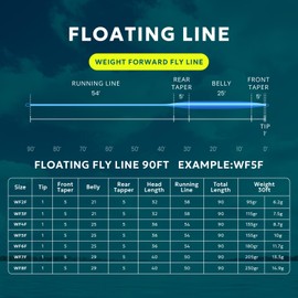 SF Fly Fishing Line Weight Forward Floating Welded Loop Sky Blue 90FT WF4F …