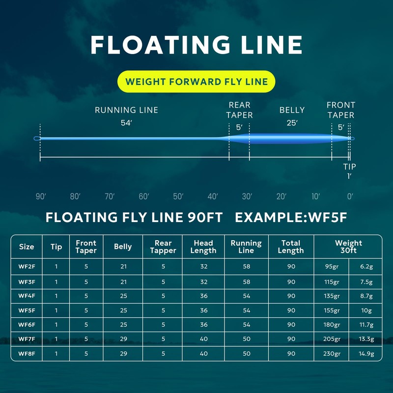 SF Fly Fishing Line Weight Forward Floating Welded Loop Sky