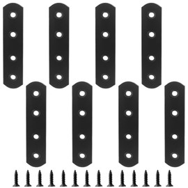 Jiozermi 8 Pcs Straight Brace, Flat Brace 3.9” x 0.8”, Stainless Steel Straight Bracket, Mending Joining Plates for Wood, Board, Bed Frame, Furniture & Shelves, Matte Black