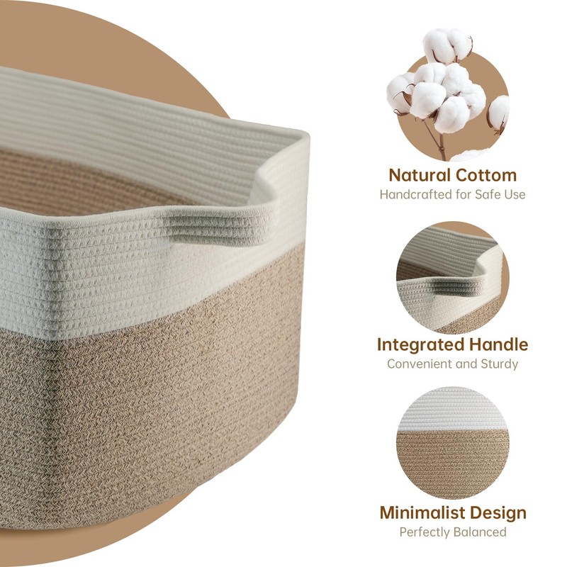 75L Large Cotton Rope Basket 22" x 17" x 12",Large