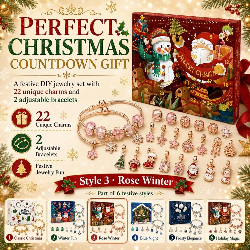 Christmas Advent Calendar Bracelets 2026, DIY Charm Kit for Girls