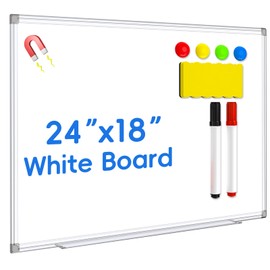 24x18 Inch Magnetic Whiteboard for Wall - Dry Erase Board with Aluminum Frame - Ideal for Office or Home Use