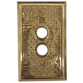 Victorian Style Single Gang Push Button Switch Cover Plate Cast Thick Brass