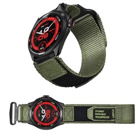 Lamshaw Compatible with Ticwatch Pro 5 Enduro Bands, 24mm Rugged Nylon Sports Strap with Woven Loop Design Compatible with Ticwatch Pro 5 Enduro/Pro 5 Smartwatch (Green), Onesize