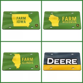 John Deere - Acrylic License Plate - Wisconsin - Illinois - Iowa - Decor - Auto - Deere