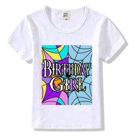 Tutu and Sian Wednesday Gothic Style Birthday Girl Outfit: T-shirt, Tutu Skirt Dress, Birthday Girl Crown and Satin Sash (White, 4-5 Years)