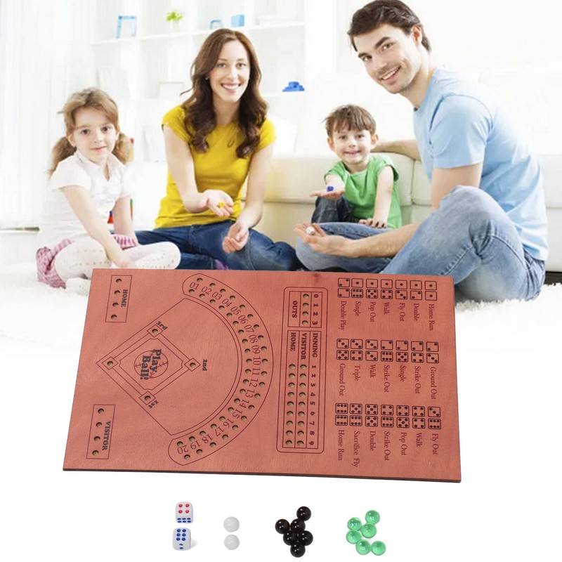 Baseball Dice Board Game Wooden Fun Baseball Battle Table Game