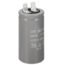 PATIKIL CD60 Run Capacitor, 350uF/MFD 250V 15% Tolerance 50/60Hz Motor Starting Capacitor for Air Compressor Motor Starts Running, Grey