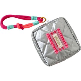 Bolsas de almacenamiento para toallas sanitarias Diseño de lazo plateado Organizadores de maquillaje cuadrados portátiles para mujeres Bolsas de almacenamiento de tela elegantes esenciales para viajes