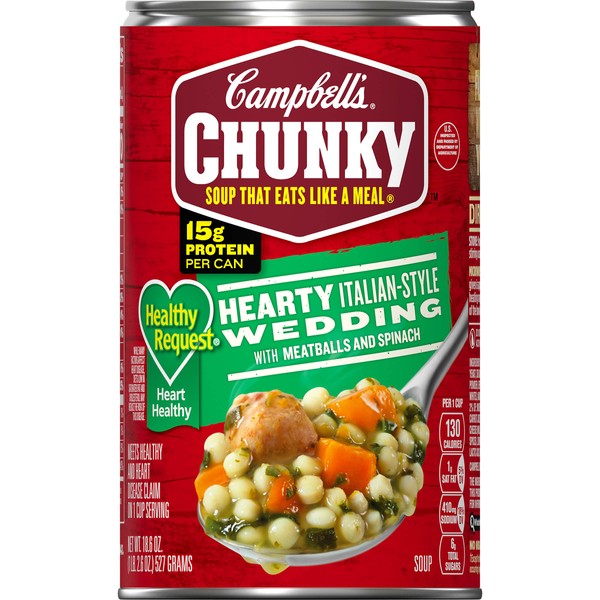 Campbell's Chunky Healthy Request Hearty Italian-Style Wedding with Meatballs and Spinach Soup, 18.6 oz. Can (Pack of 12)