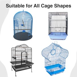 SIMENA Bird Cage Seed Catcher, Skirt for Bird Cage, Nylon Mesh Bird Cage Liners, Easy Cleaning Bird Cage Cover for Small and Medium Sized Cages (White, 45"-59")