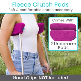 Vive Fleece Crutch Pads - Comfortable Padding for Armpits - Accessory Cover Arm Cushions for Adult & Youth Crutches - Luxurious Soft Fleece with Sculpted Memory Foam Core - Washable & Breathable