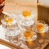 Atarvana 6 Pack Glass Tea Cups and Saucers Set with