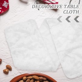 HEMOTON White Christmas Table Runner Plush Faux Fur Table Runner Holiday Festival Dining Table Cover Fabric Decorations for Home Restaurant 180 x 38 cm