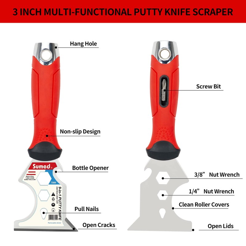 Drywall Hand Tool Kit,Stainless Steel Putty Knife Set Including Joint