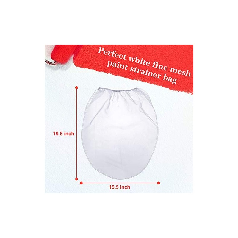 25 Pcs 5 Gallon Elastic Top Paint Strainer Bags White