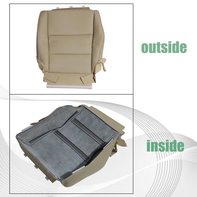 Priprilod Tan Leather Driver Side Bottom Replacement Seat Cover Compatible