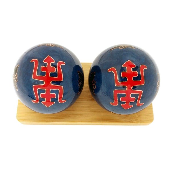 Top Chi Longevity Baoding Balls with Bamboo Stand (Large 2 Inch)