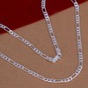Cutesmile Fashion Jewelry 16-30 Inches Figaro Chain Necklace 4MM 925
