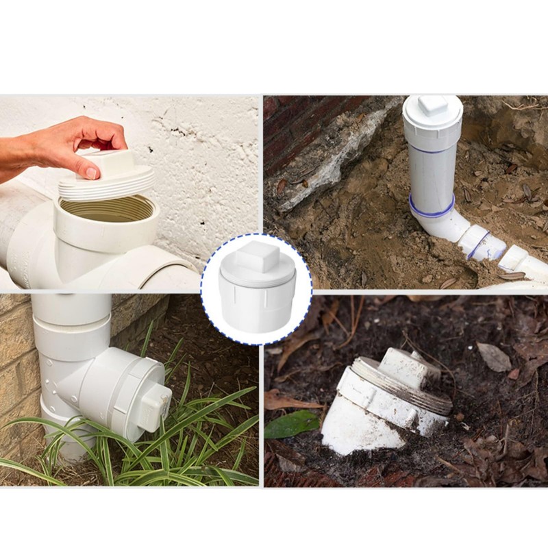 Ptazucv 4" PVC Sewer Cleanout Adapter with Plug Pipe Fitting,
