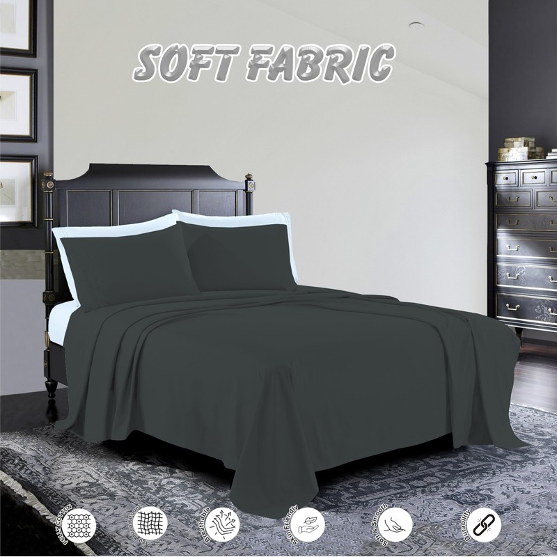 R&Z Plain Luxuary Polycotton Flat Sheets Single, Double, King, S