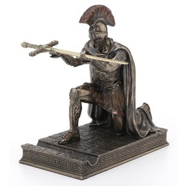Veronese Design 7 1/8" Tall Roman Centurion Commander Kneeling Letter Opener Pen Holder Cold Cast Resin Antique Statue Bronze Finish Sculpture