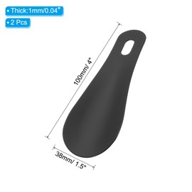 PATIKIL 4in Shoe Horn, 2Pcs Stainless Steel Shoe Helper, Metal Shoe Horns for Women Men Adults Seniors Boots, Black