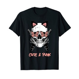 Skull Skull Butterfly Pistols Cute & Punk Ladies T-Shirt