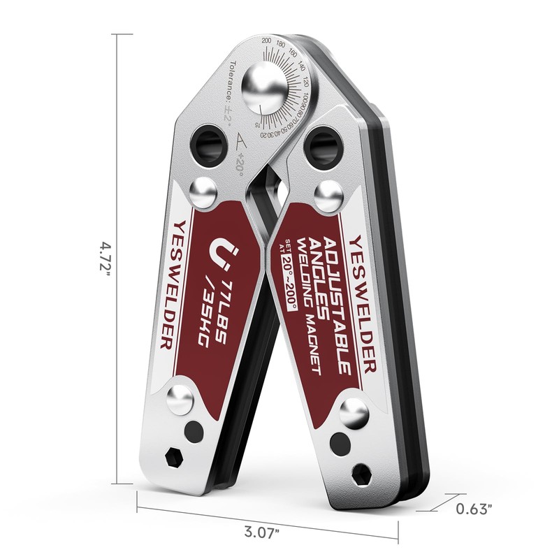 YESWELDER Adjustable Angle Welding Magnet 20-200° Magnetic Welding Holder of