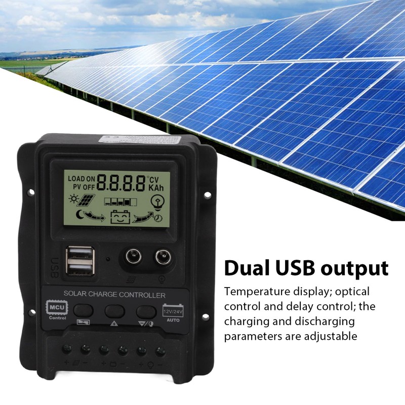K1688 Solar Charge Controller PWM Dual DC with Black Shell
