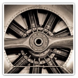 2 x Square 7.5cm Vinyl Stickers - Vintage Aircraft Engine & Propeller Plane 46395