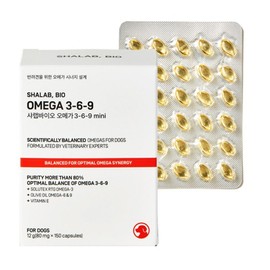 Sharab Bio Dog Cat Omega 3 6 9 Nutrient Skin Antioxidant Cardiovascular Immunity, 1 Piece Omega Fatty Acid, 150 Tablets / 샤랩바이오 강아지 고양이 오메가3 6 9 영양제 피부 항산화 심장 혈관 면역, 1개, 오메가 지방산, 150정