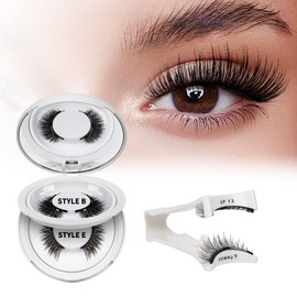 Natürliche magnetische Wimpern, wiederverwendbare magnetische falsche Wimpern mit Applikator, kein magnetischer Wimpernkleber erforderlich, einfach anzubringen und zu entfernen (2 Paar-B+E)