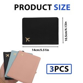 kwinfei 3PCS Passport Holder Cover for Women and Men,PU Leather Travel Document Holder Case with Snap Button Closure, Passport Cover for Boarding Pass, ID Card, Credit Cards,Compact Protector Wallet