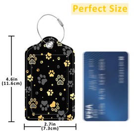 EOBKLAX 3 Pack Cute Paw Luggage Tags for Suitcases,Colorful Paws Dog Footprints Leather Baggage Suitcases Tag Name ID Label Privacy Cover Travel Bag Tags for Women Men Boys Girls