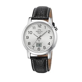 Master Time MTGA-10294-12L Radio Quartz Men's Watch Analogue Digital with Leather Strap, silver, Classic