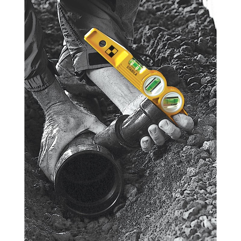 STABILA 25245 TORPEDO LEVEL - 3 VIAL V-GROOVE MAGNETIC