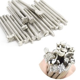 65PCS Leather Stamping Tool Leather Carving Working Saddle Making Tools DIY Leather Craft Stamps Set DIY Hammer Swivel Knife with Leathercraft Metal Letter and Number Stamps Punch