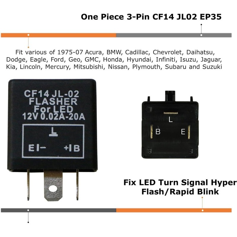 CF14 JL-02 Flasher Relay 3-Pin LED Flasher Relay for Hyper