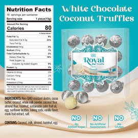 ChocZero Gluten Free Truffle - White Chocolate Coconut Royal - No Sugar Added, Keto Friendly Gift, 8.5 oz