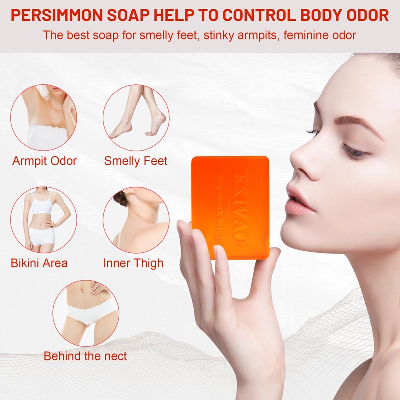6 PCS Persimmon Soap Bar for for Old People Smell,