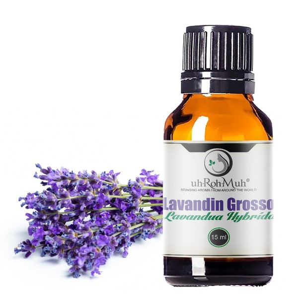 uh*Roh*Muh Pure Lavandin Grosso Essential Oil, Aromatic Lavender Blend - 100% Natural, Vegan and Cruelty Free Essential Oil | Home Essential Diffuser Oil for Aromatherapy, and Culinary Delights 15ml