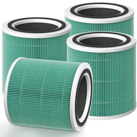 AC400 Replacement Filter Compatible with Purivortex AC400 Air Cleaner Purifier, 3-in-1 H13 True HEPA and Activated Carbon Filter, Green 4 Packs