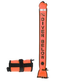 DEWIN Swimming Buoy, 120 x 15 cm, Inflatable Diving Buoy with Pressure Relief Valve, Diving Signal Tube for Warning of Sea Snorkeling and Deep Diving, Highly Visible for Safety