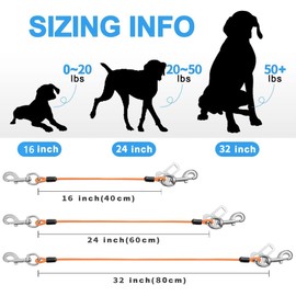 Dog Seat Belt Harness for Car,Dog Seatbelt of Coated Wire Leash Safety Restraint,No Chew Tether Cable Vehicle,Double Clips & Latch(Orange, 24 inch/60 CM)