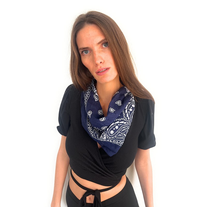 Pack of 3 Paisley Women's 100% Cotton Neck Scarf(Navy Blue)