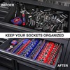 WORKPRO Magnetic Socket Organizer, 1/2-Inch Metric Socket Holder, Socket Trays